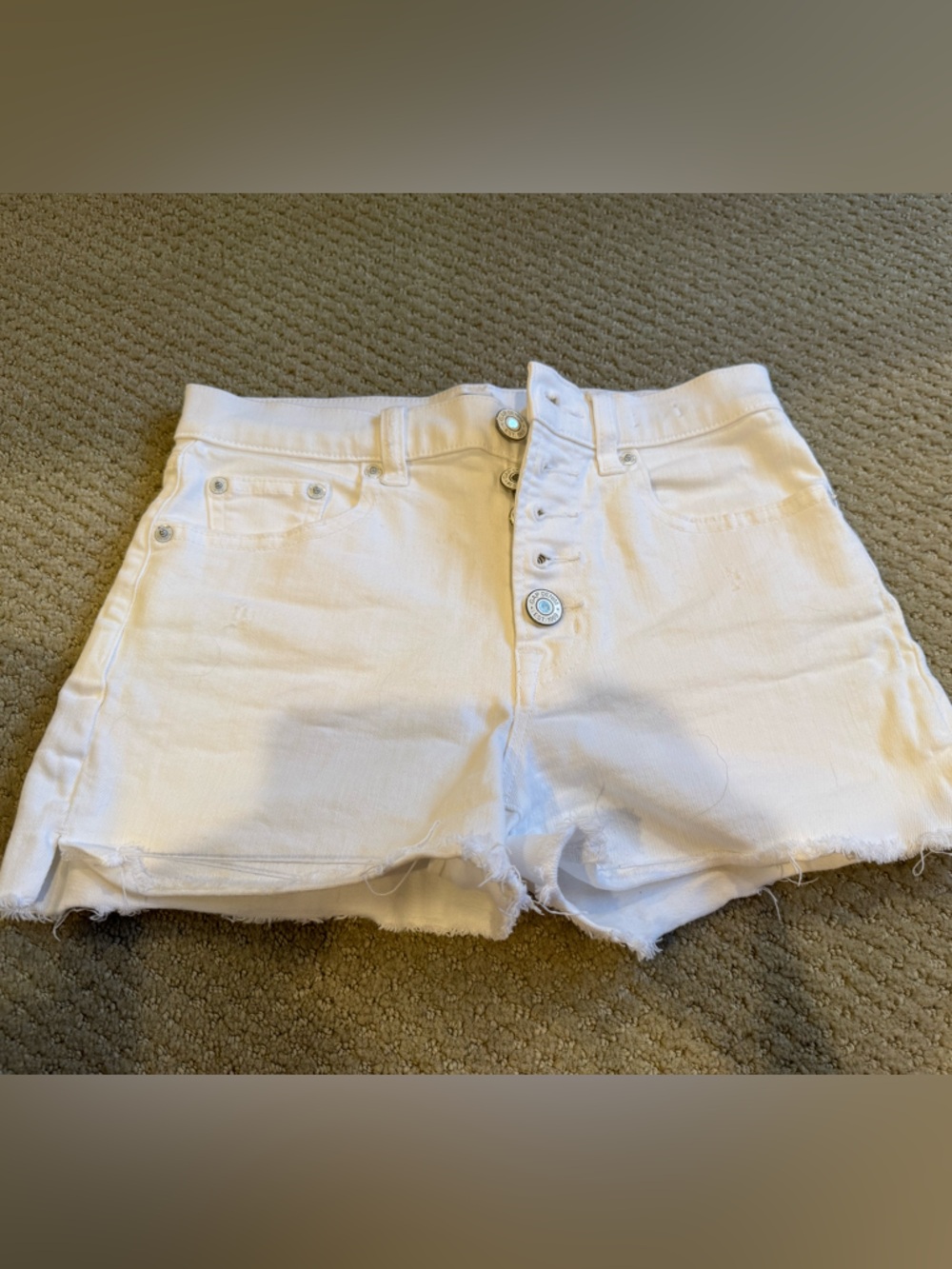 GAP White Frayed Hem High-Rise Denim Shorts